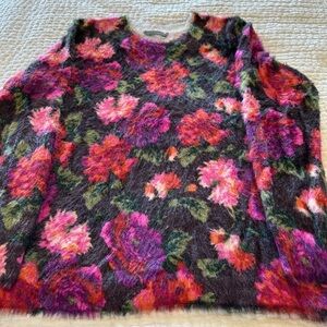 Anthro Eyelash floral sweater size L